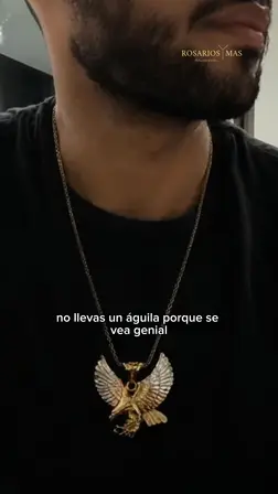Rosarios y Más video creative featuring a gold-filled eagle pendant and necklace